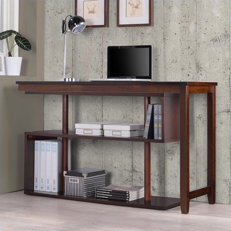 Pemberly Row Accent Shelf with Desk in Espresso