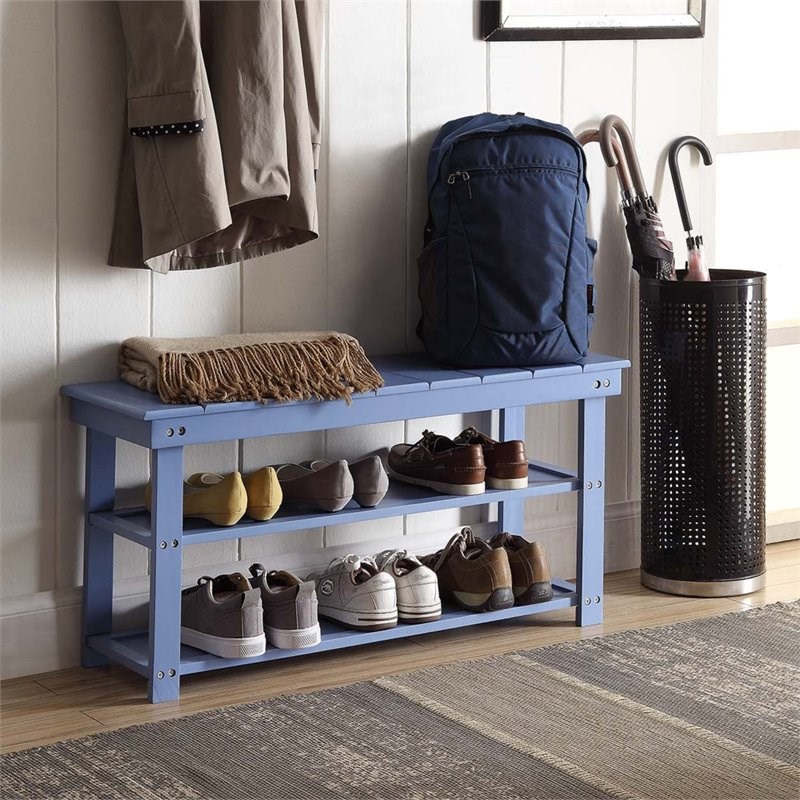 Pemberly Row Entryway Bench in Blue