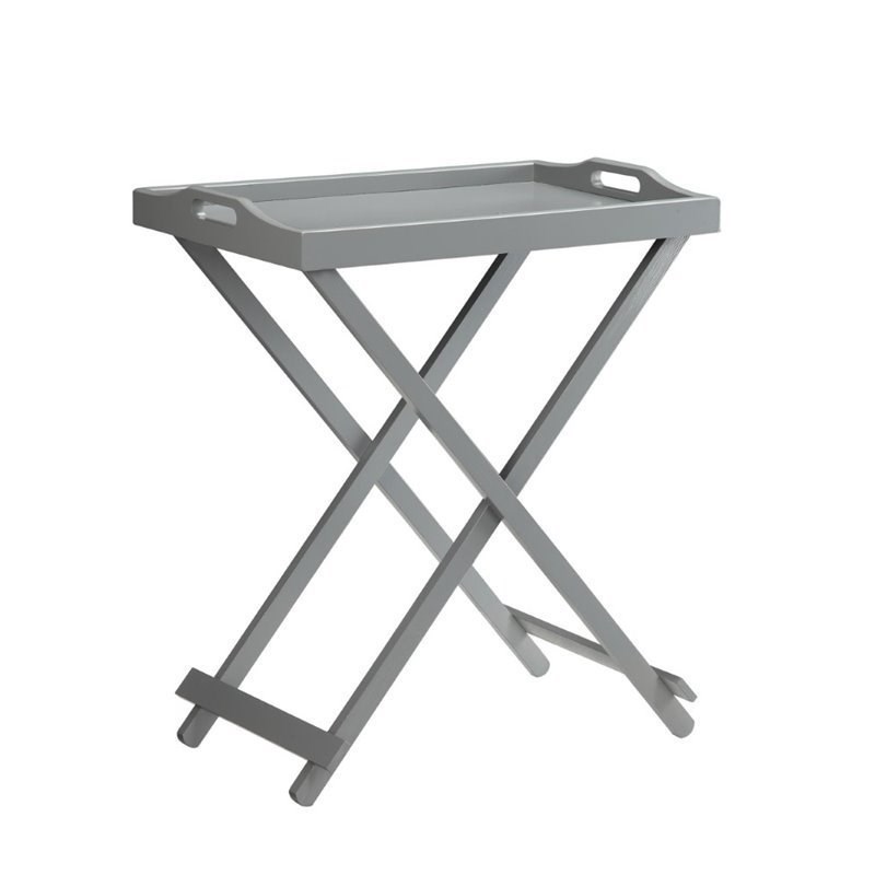 Pemberly Row Folding Tray Table in Gray