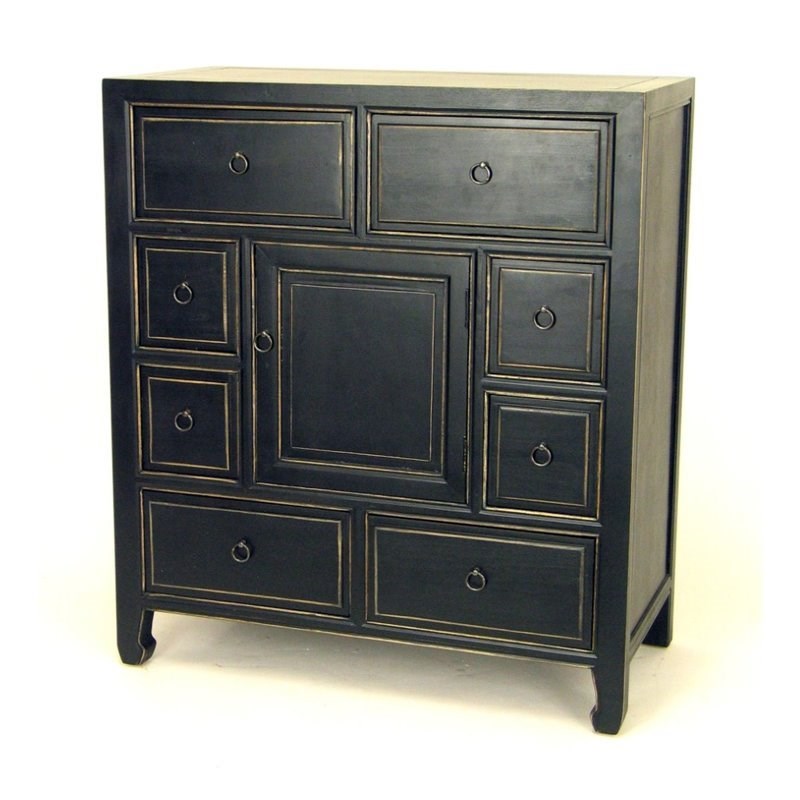 Pemberly Row 8 Drawer Apothecary Chest in Antique Black