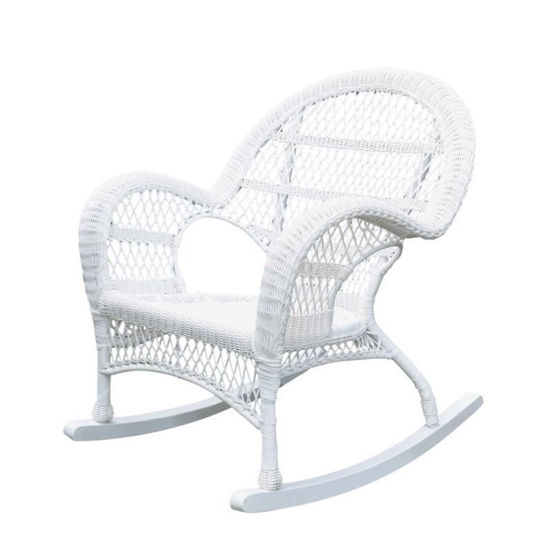 Pemberly Row Rocker Wicker Chair in White