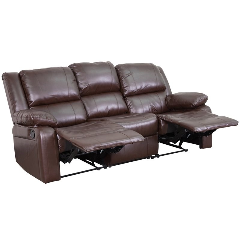 Pemberly Row Leather Reclining Sofa in Brown Homesquare