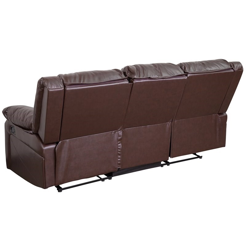 Pemberly Row Leather Reclining Sofa in Brown Homesquare