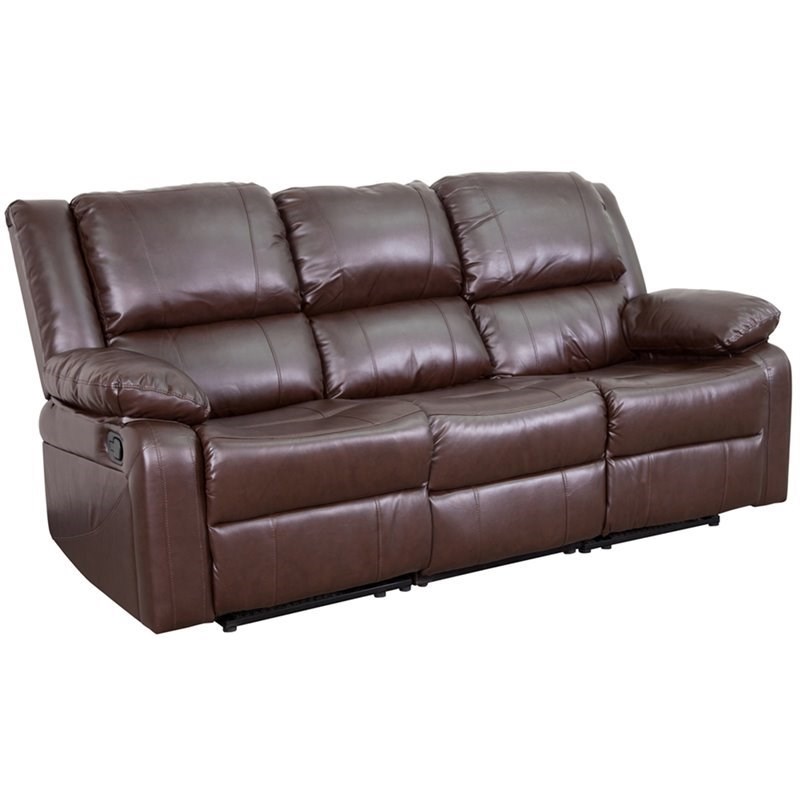 Pemberly Row Leather Reclining Sofa in Brown Homesquare