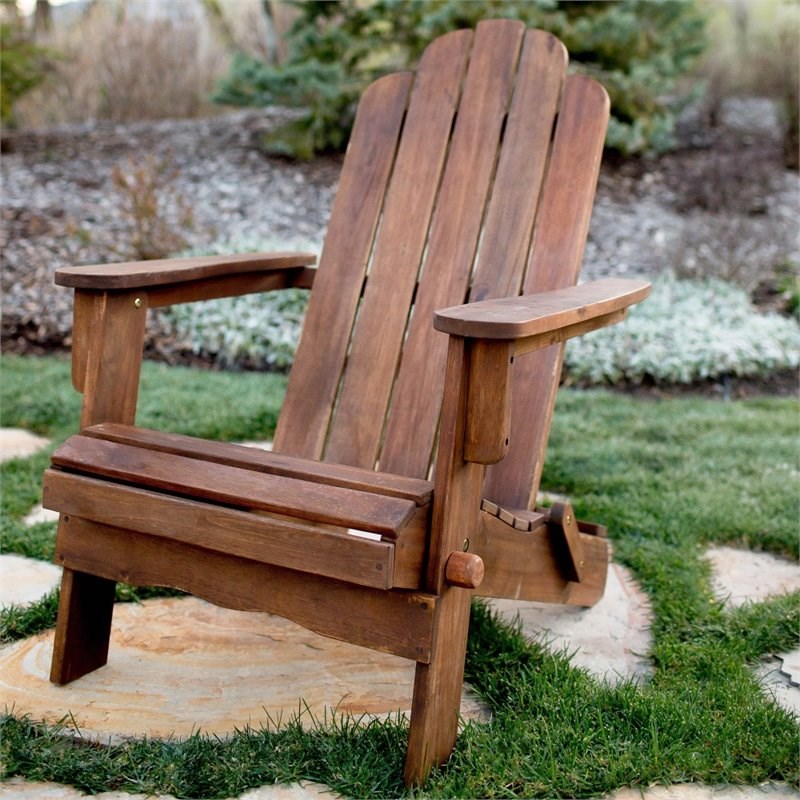 Pemberly Row Acacia Adirondack Chair in Dark Brown