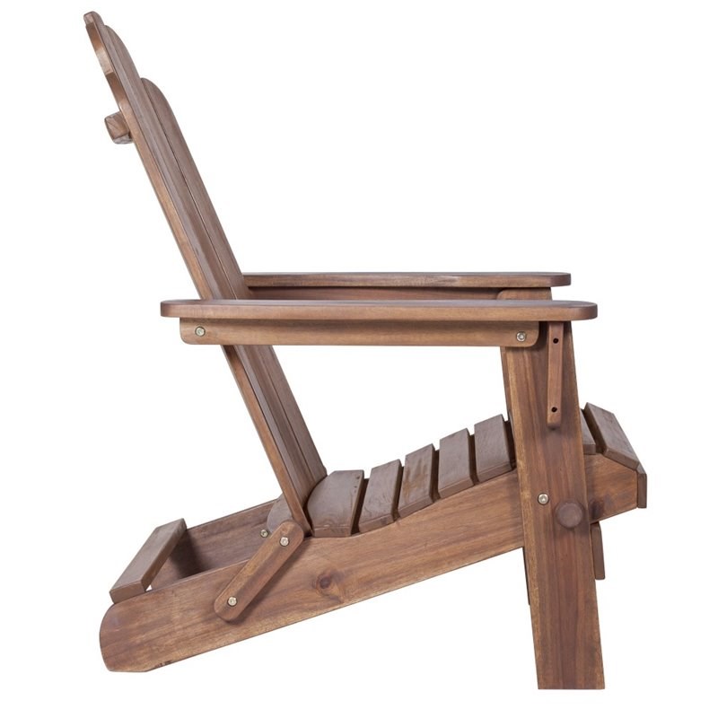 Pemberly Row Acacia Adirondack Chair in Dark Brown