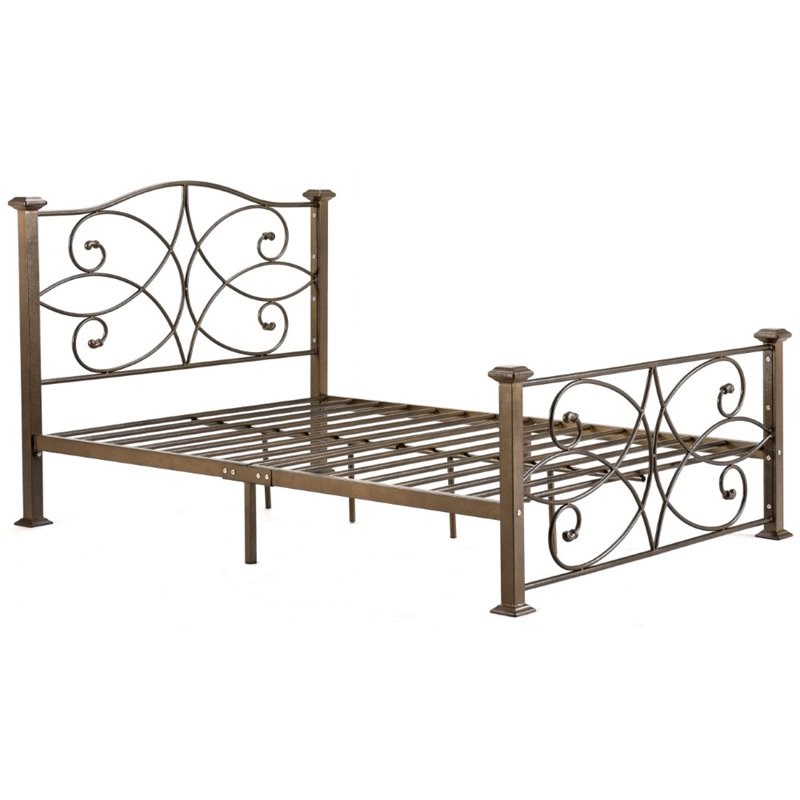 Pemberly Row Twin Metal Platform Bed in Gold
