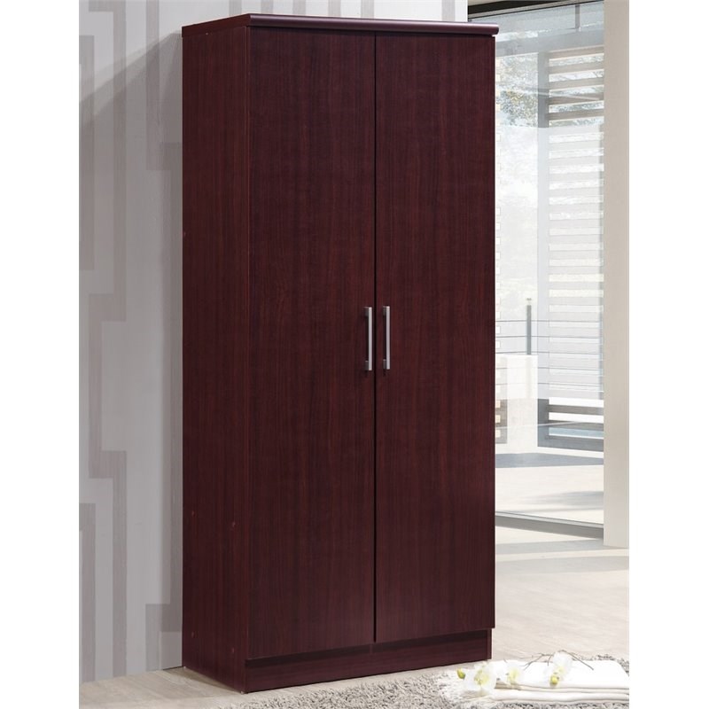 Pemberly Row 2 Door Armoire with 4 Shelves in Mahogany Homesquare