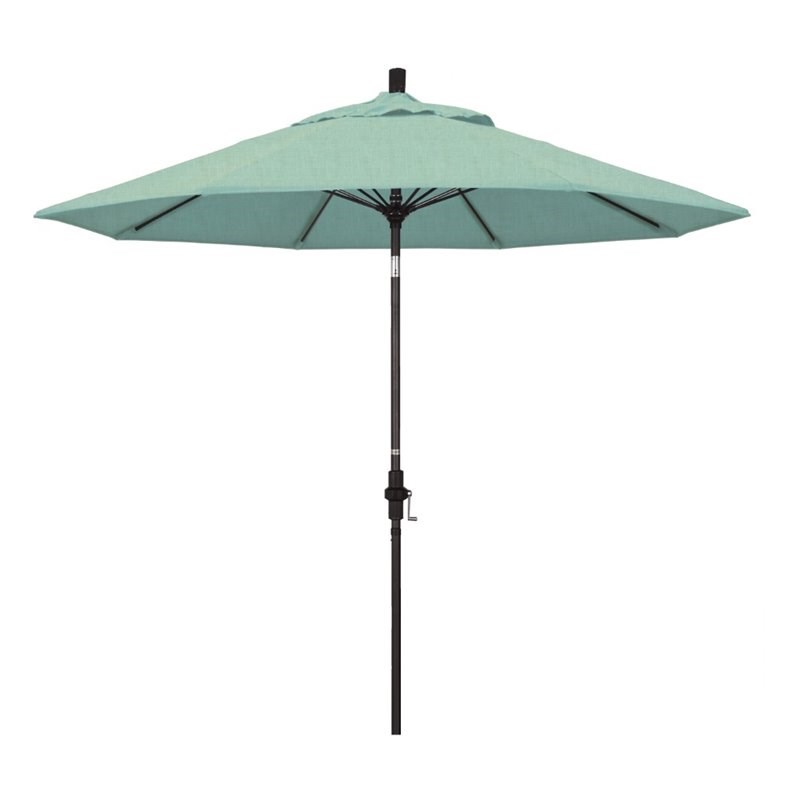 Pemberly Row Skye 9' Bronze Patio Umbrella in Sunbrella 1A Spectrum Mist