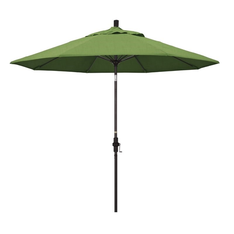 Pemberly Row Skye 9' Bronze Patio Umbrella in Sunbrella 1A Spectrum Cilantro
