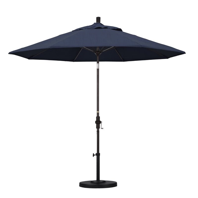 Pemberly Row Skye 9' Bronze Patio Umbrella in Sunbrella 1A Spectrum Indigo