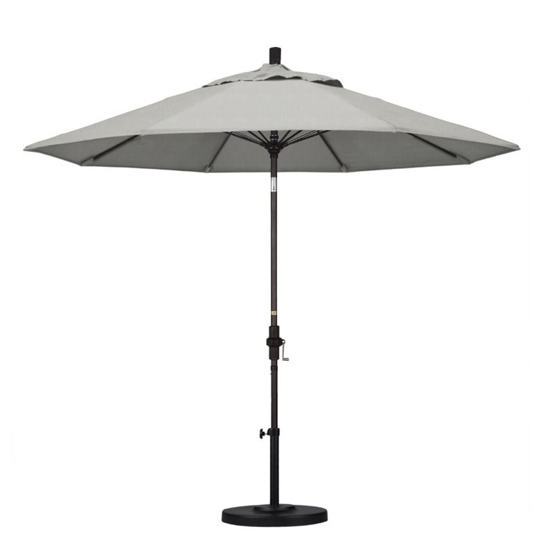 Pemberly Row Skye 9' Bronze Patio Umbrella in Sunbrella 1A Granite