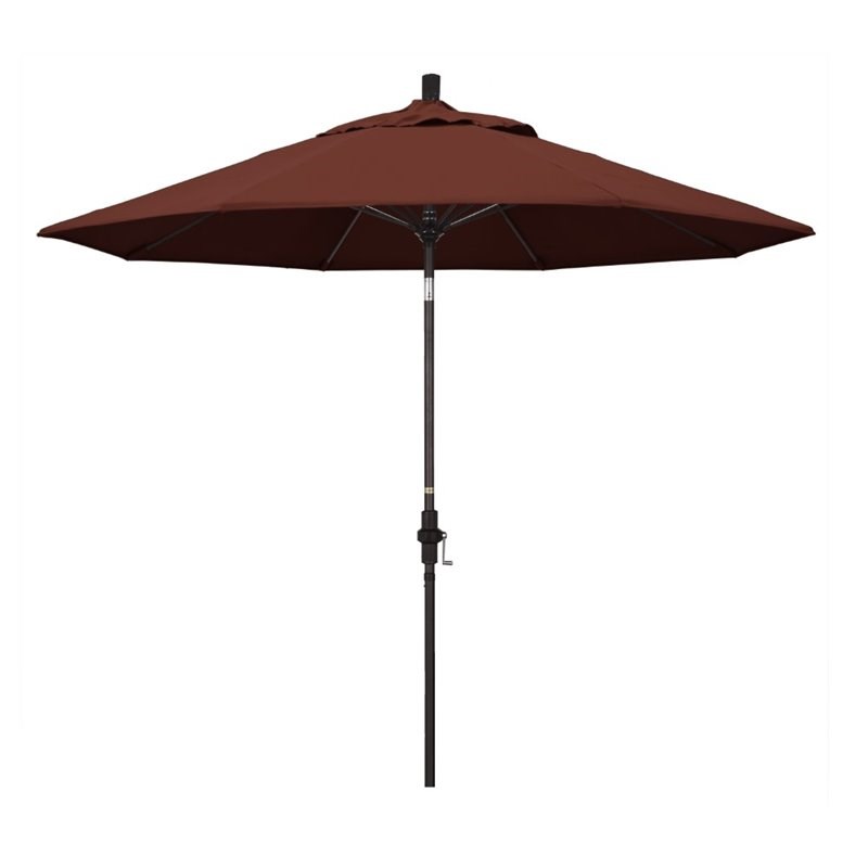 Pemberly Row Skye 9' Bronze Patio Umbrella in Sunbrella 2A Henna