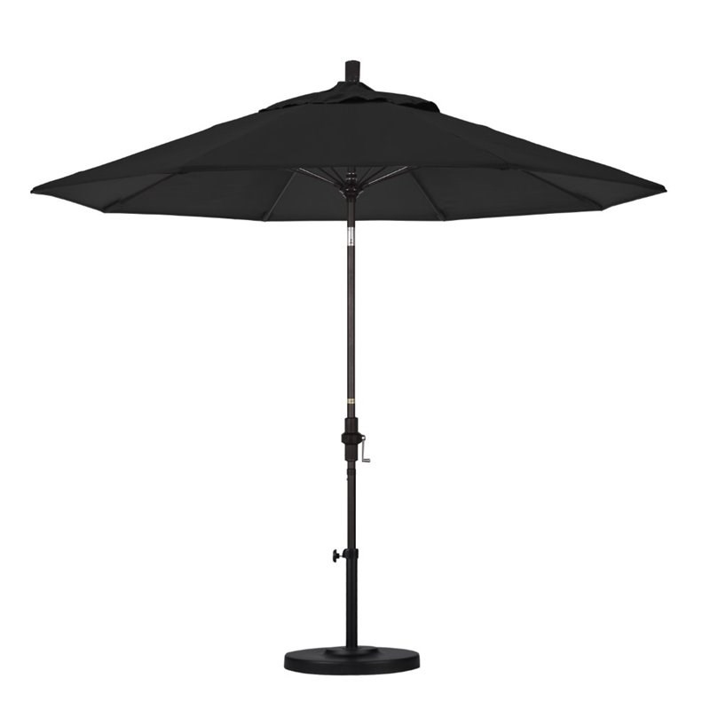 Pemberly Row Skye 9' Bronze Patio Umbrella in Sunbrella 1A Black