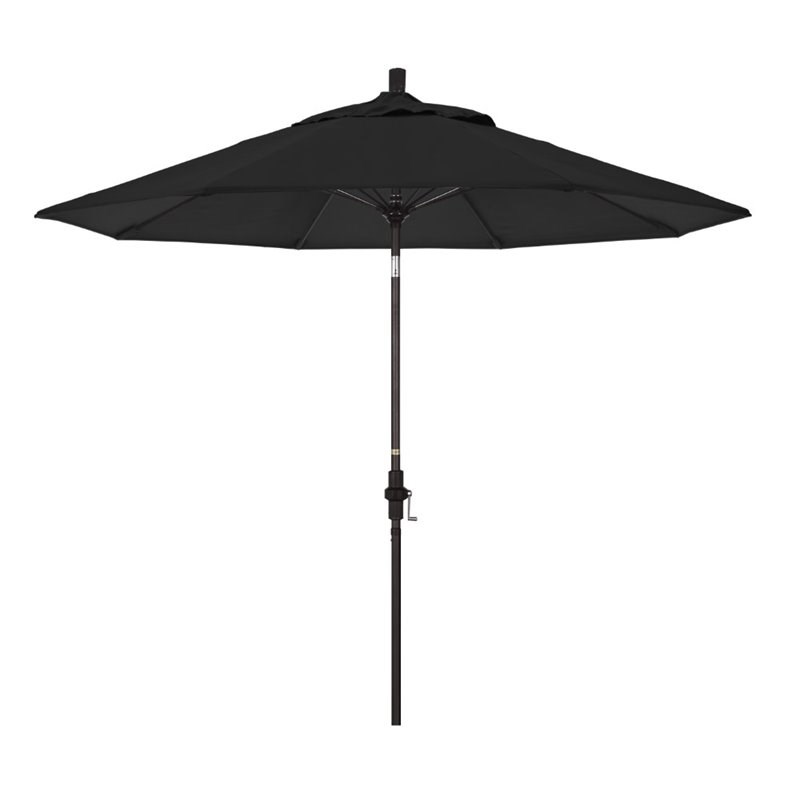 Pemberly Row Skye 9' Bronze Patio Umbrella in Sunbrella 1A Black