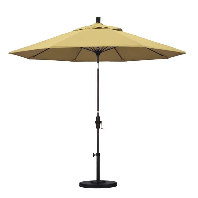 Pemberly Row Skye 9' Bronze Patio Umbrella in Sunbrella 1A Wheat