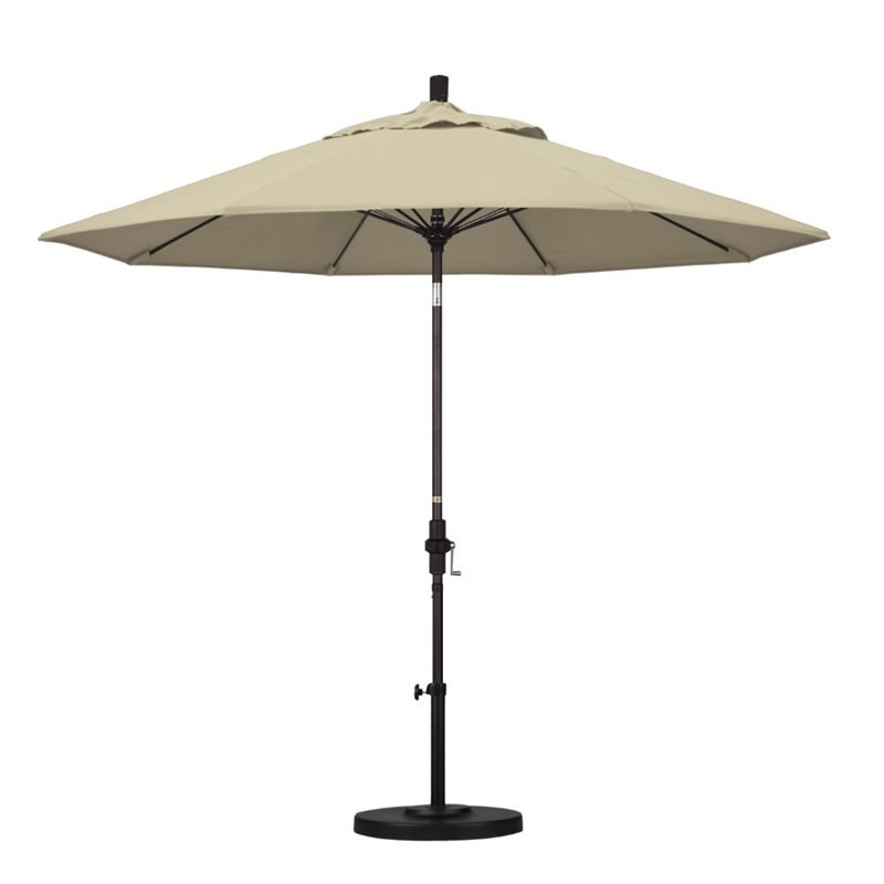 Pemberly Row Skye 9' Bronze Patio Umbrella in Sunbrella 1A Antique Beige