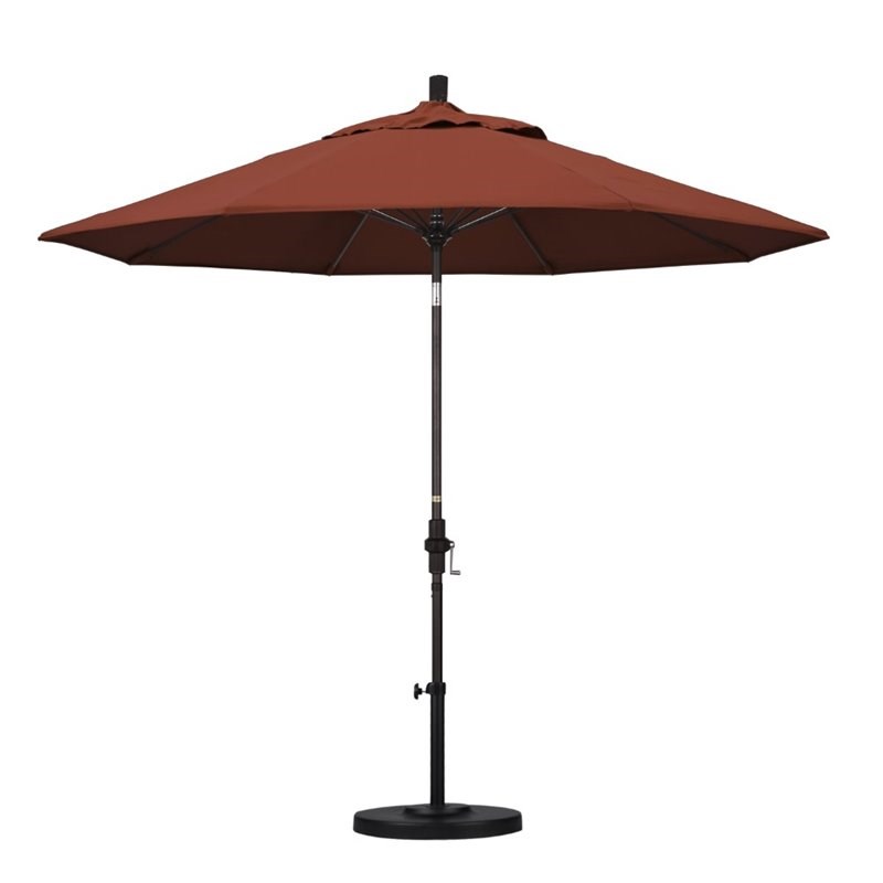 Pemberly Row Skye 9' Bronze Patio Umbrella in Sunbrella 2A Terracotta
