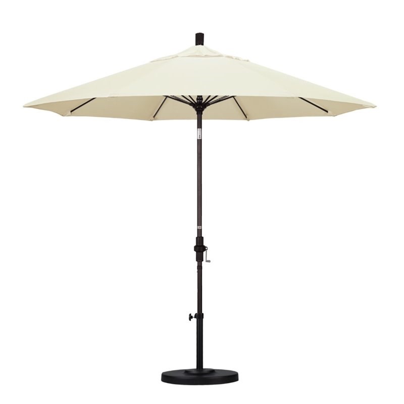 Pemberly Row Skye 9' Bronze Patio Umbrella in Sunbrella 1A Canvas