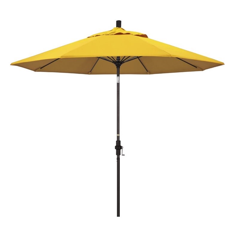 Pemberly Row Skye 9' Bronze Patio Umbrella in Sunbrella 1A Sunflower Yellow
