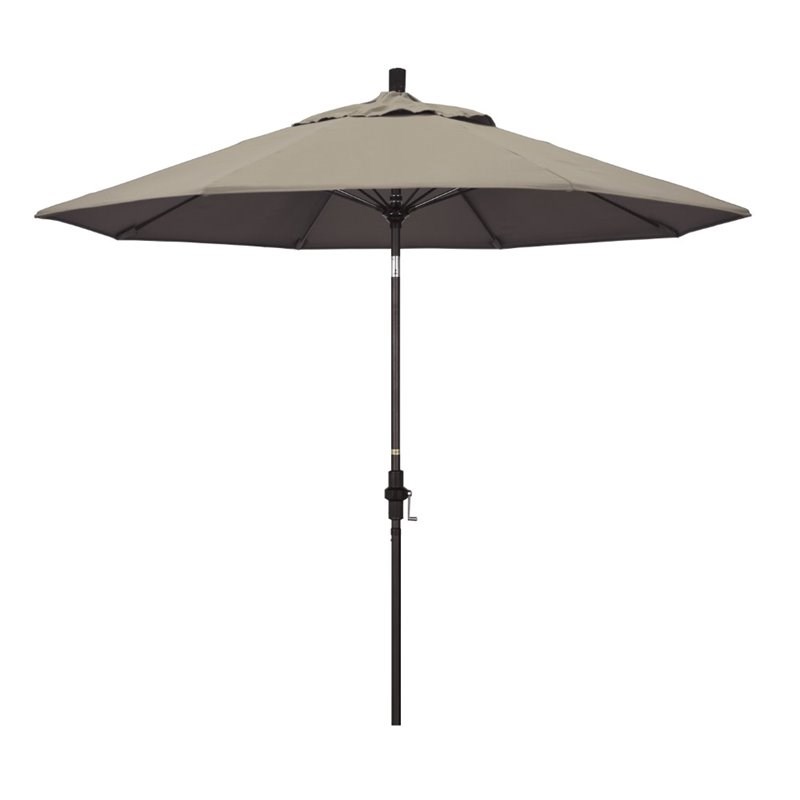 Pemberly Row Skye 9' Bronze Patio Umbrella in Sunbrella 1A Taupe