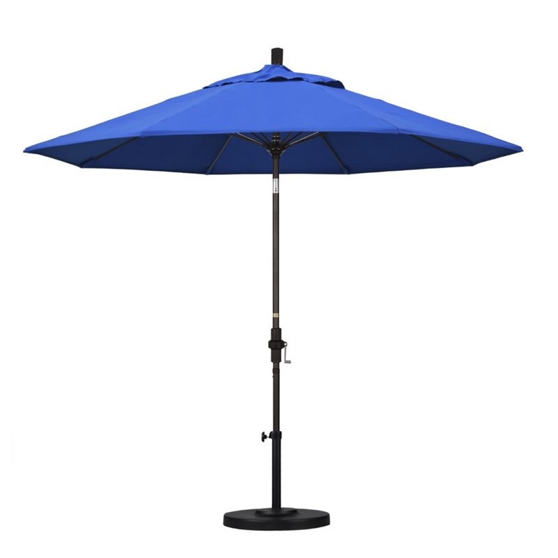 Pemberly Row Skye 9' Bronze Patio Umbrella in Olefin Royal Blue
