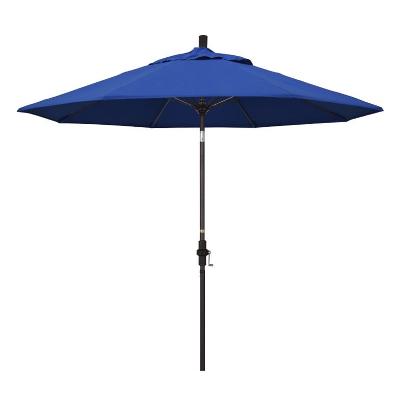 Pemberly Row Skye 9' Bronze Patio Umbrella in Pacifica Pacific Blue