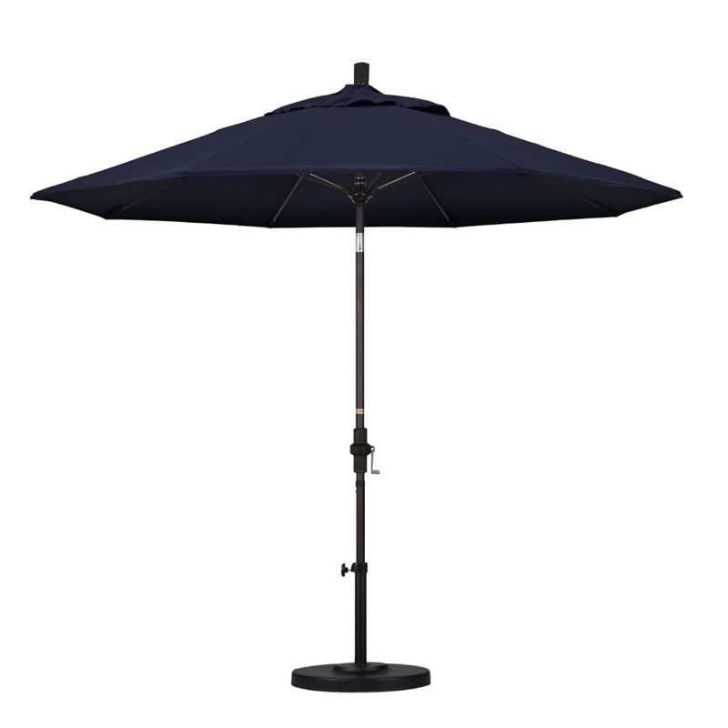Pemberly Row Skye 9' Bronze Patio Umbrella in Pacifica Navy Blue