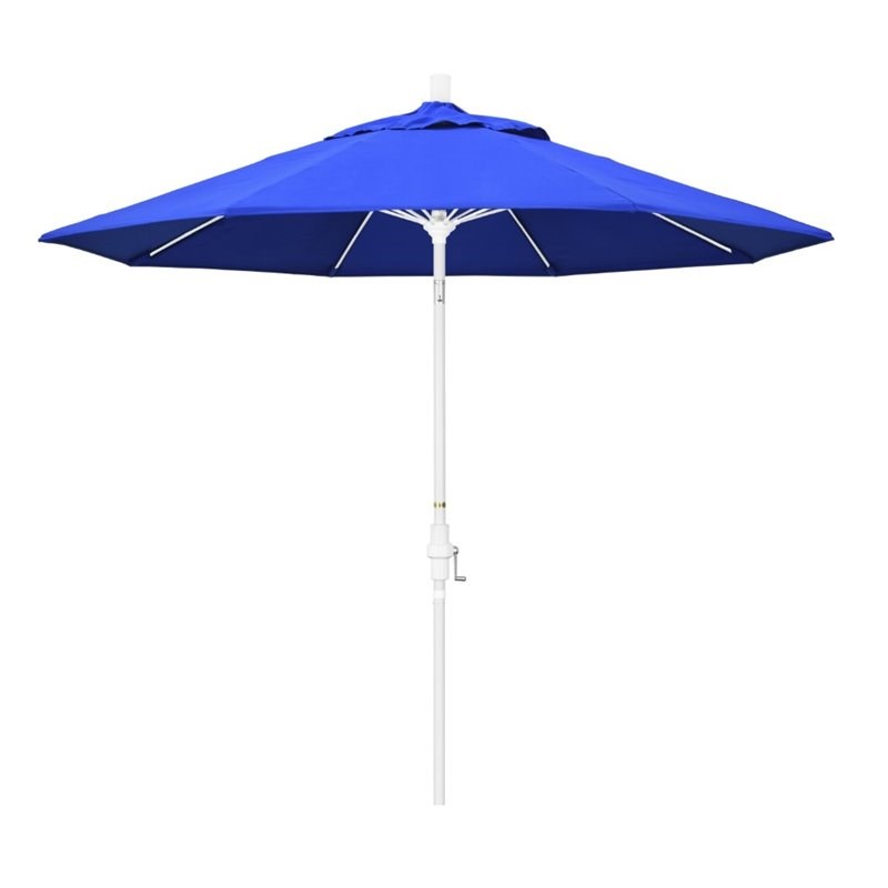 Pemberly Row Skye 9' White Patio Umbrella in Sunbrella 1A Pacific Blue