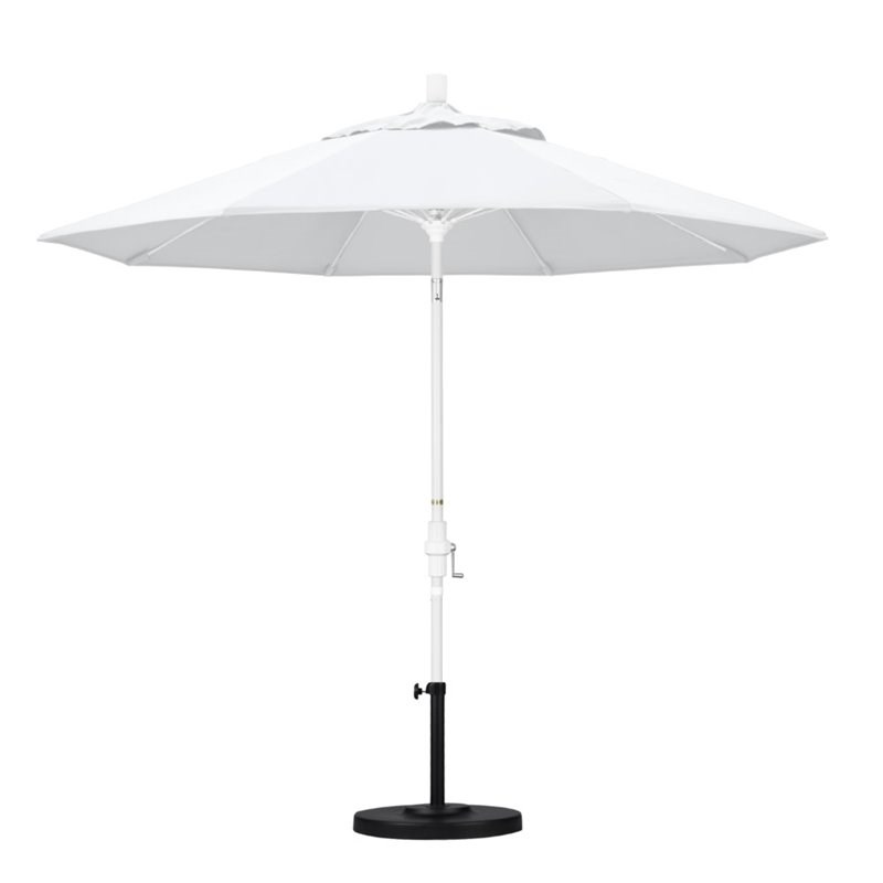 Pemberly Row Skye 9' White Patio Umbrella in Sunbrella 1A Natural