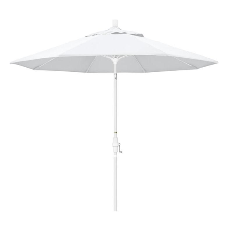 Pemberly Row Skye 9' White Patio Umbrella in Sunbrella 1A Natural