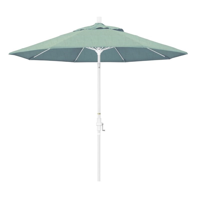 Pemberly Row Skye 9' White Patio Umbrella in Sunbrella 1A Spa