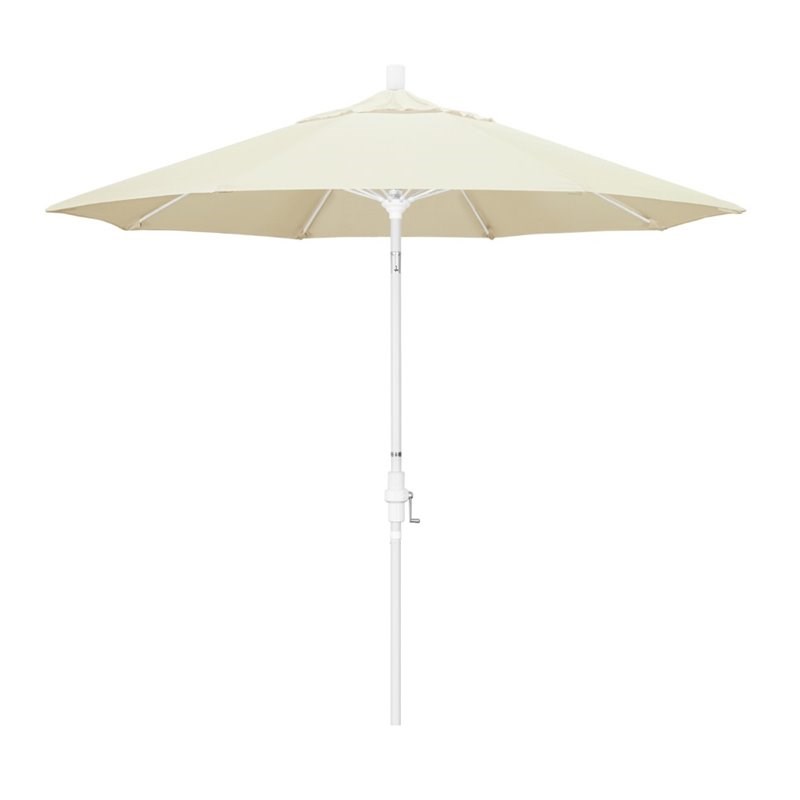 Pemberly Row Skye 9' White Patio Umbrella in Sunbrella 1A Canvas