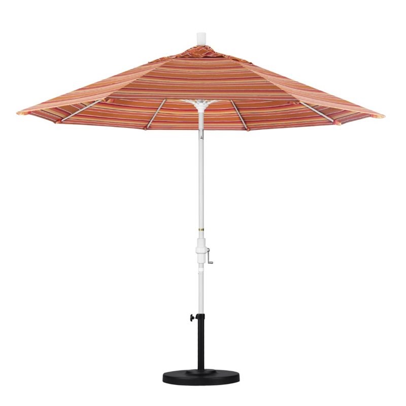 Pemberly Row Skye 9' White Patio Umbrella in Sunbrella 1A Dolce Mango