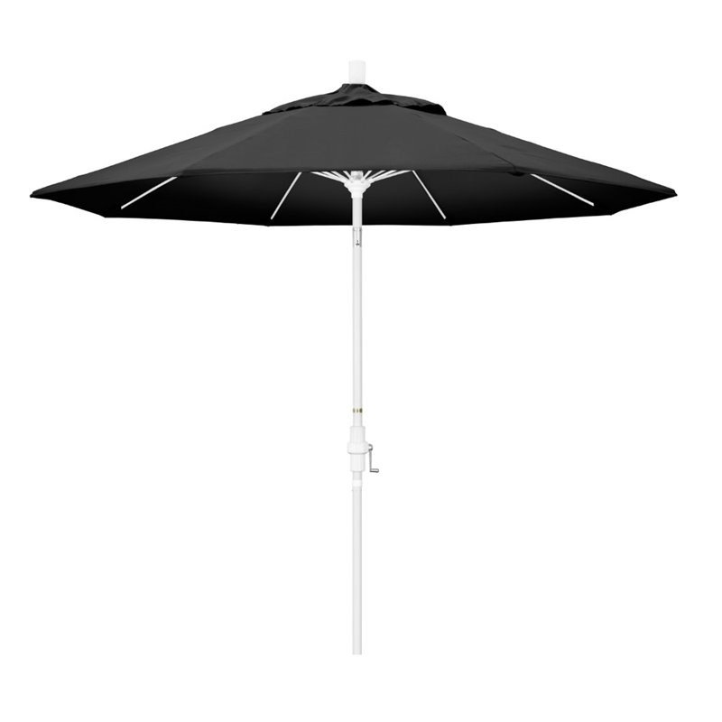 Pemberly Row Skye 9' White Patio Umbrella in Olefin Black