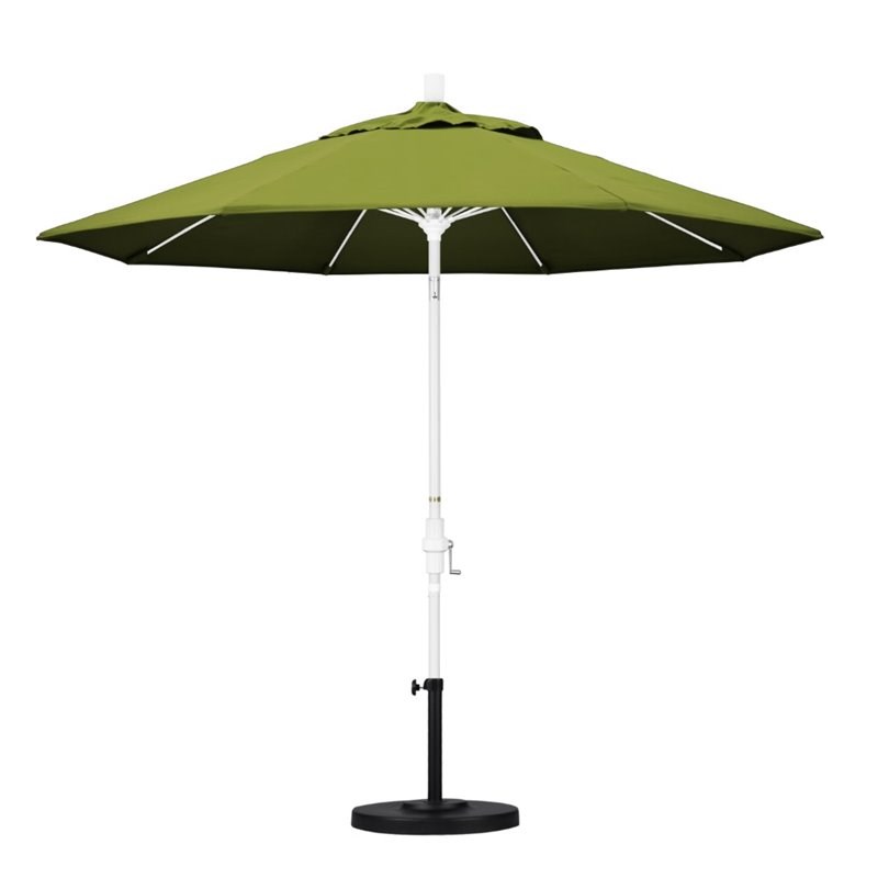 Pemberly Row Skye 9' White Patio Umbrella in Olefin Kiwi