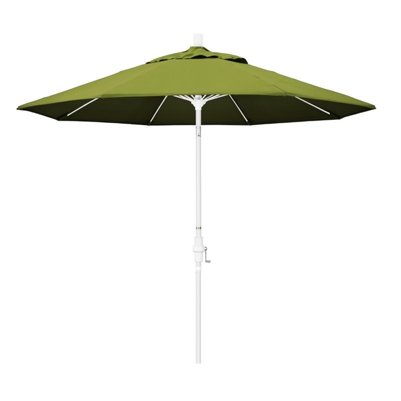 Pemberly Row Skye 9' White Patio Umbrella in Olefin Kiwi