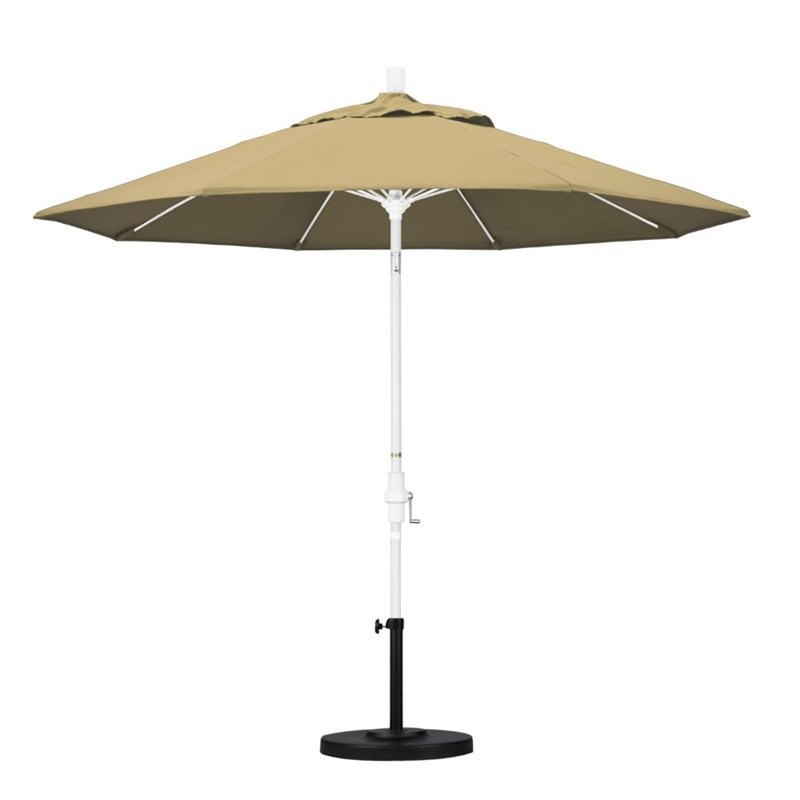 Pemberly Row Skye 9' White Patio Umbrella in Olefin Champagne