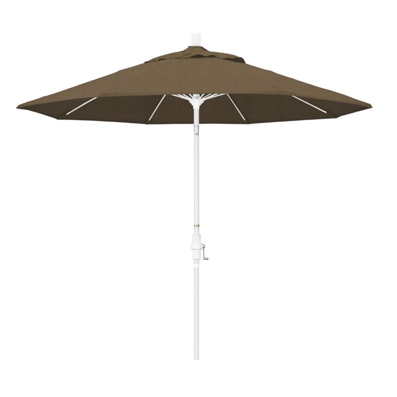 Pemberly Row Skye 9' White Patio Umbrella in Olefin Woven Sesame