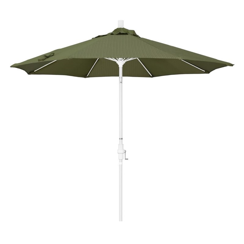 Pemberly Row Skye 9' White Patio Umbrella in Olefin Terrace Fern