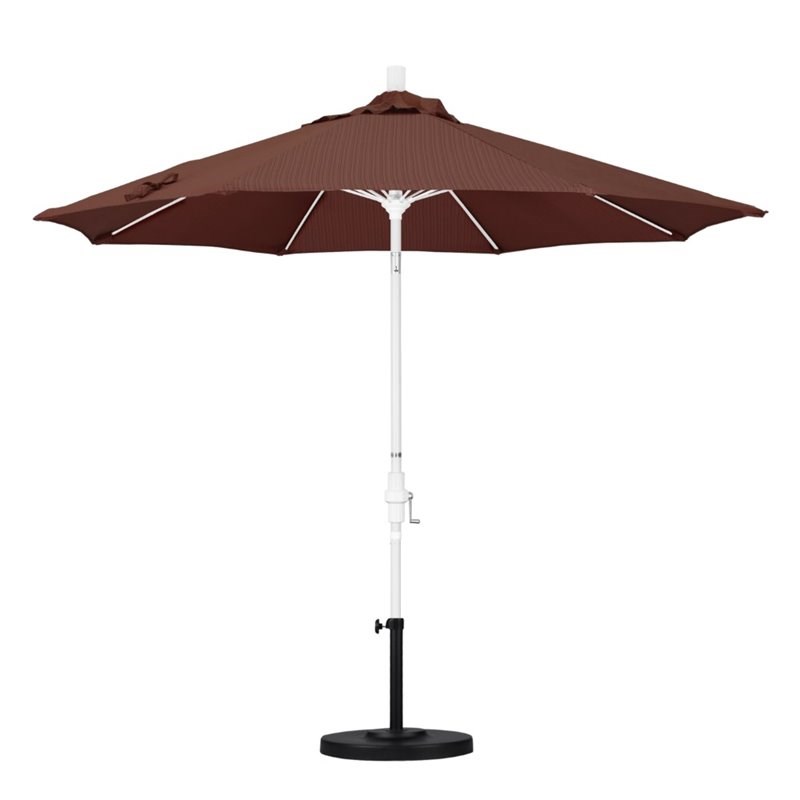 Pemberly Row Skye 9' White Patio Umbrella in Olefin Terrace Adobe