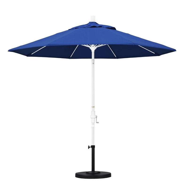 Pemberly Row Skye 9' White Patio Umbrella in Pacifica Pacific Blue
