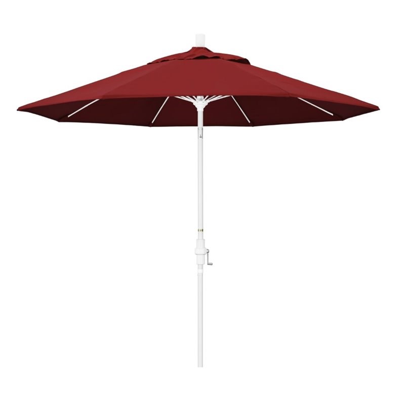 Pemberly Row Skye 9' White Patio Umbrella in Pacifica Red