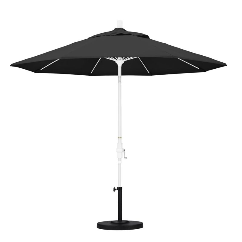 Pemberly Row Skye 9' White Patio Umbrella in Pacifica Black