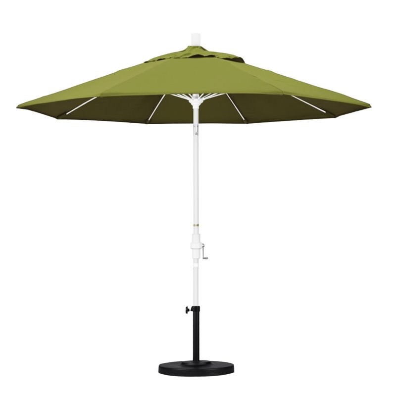 Pemberly Row Skye 9' White Patio Umbrella in Pacifica Ginkgo