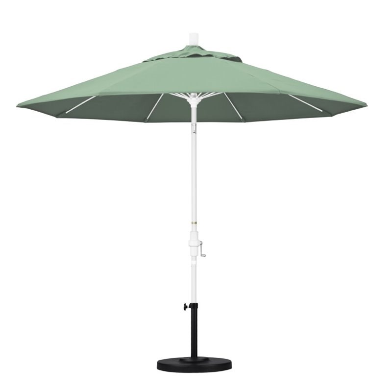 Pemberly Row Skye 9' White Patio Umbrella in Pacifica Spa