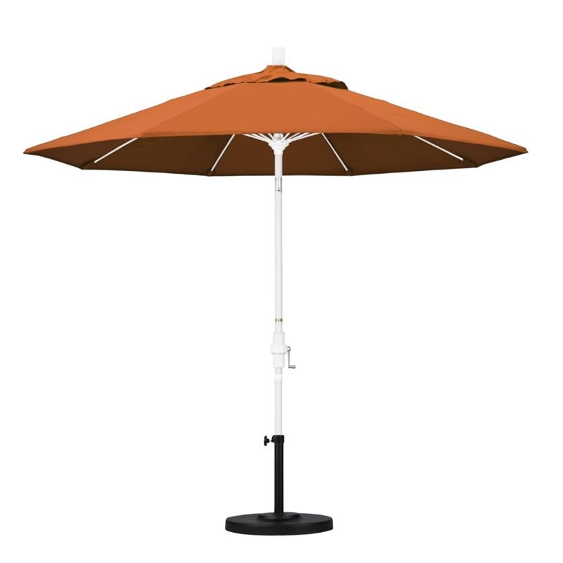 Pemberly Row Skye 9' White Patio Umbrella in Pacifica Tuscan