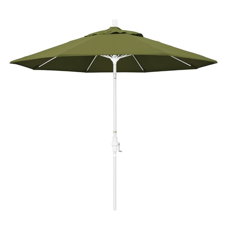 Pemberly Row Skye 9' White Patio Umbrella in Pacifica Palm