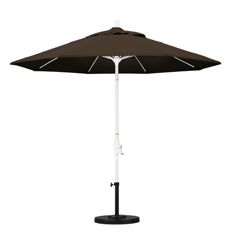 Pemberly Row Skye 9' White Patio Umbrella in Pacifica Mocha