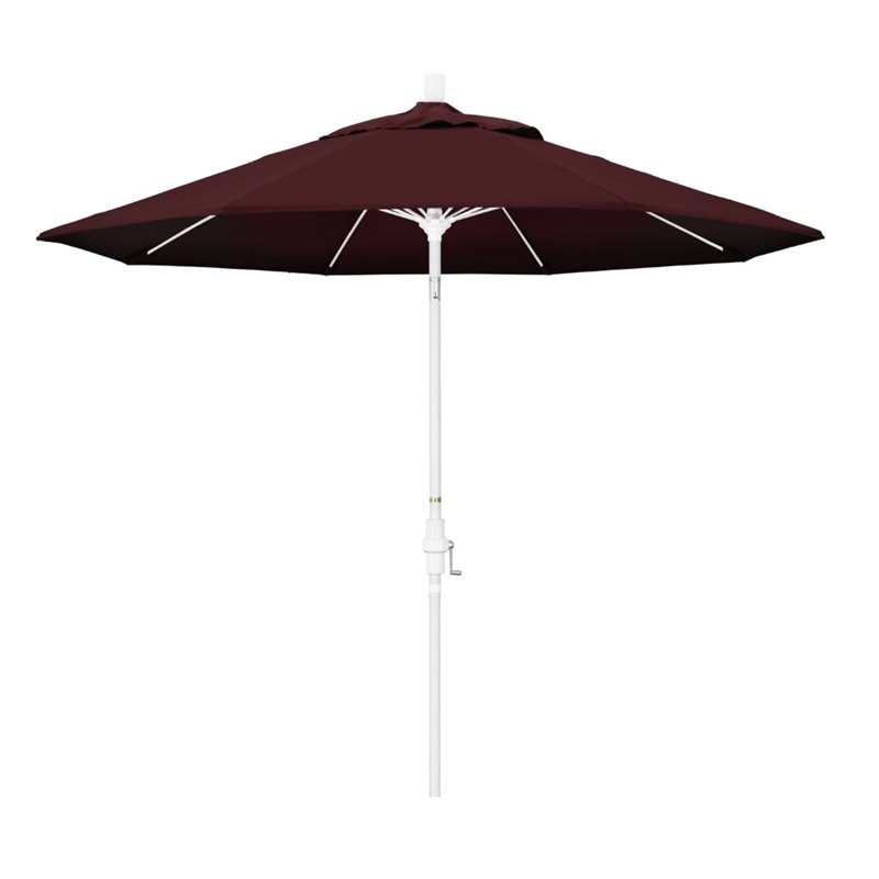 Pemberly Row Skye 9' White Patio Umbrella in Pacifica Burgundy